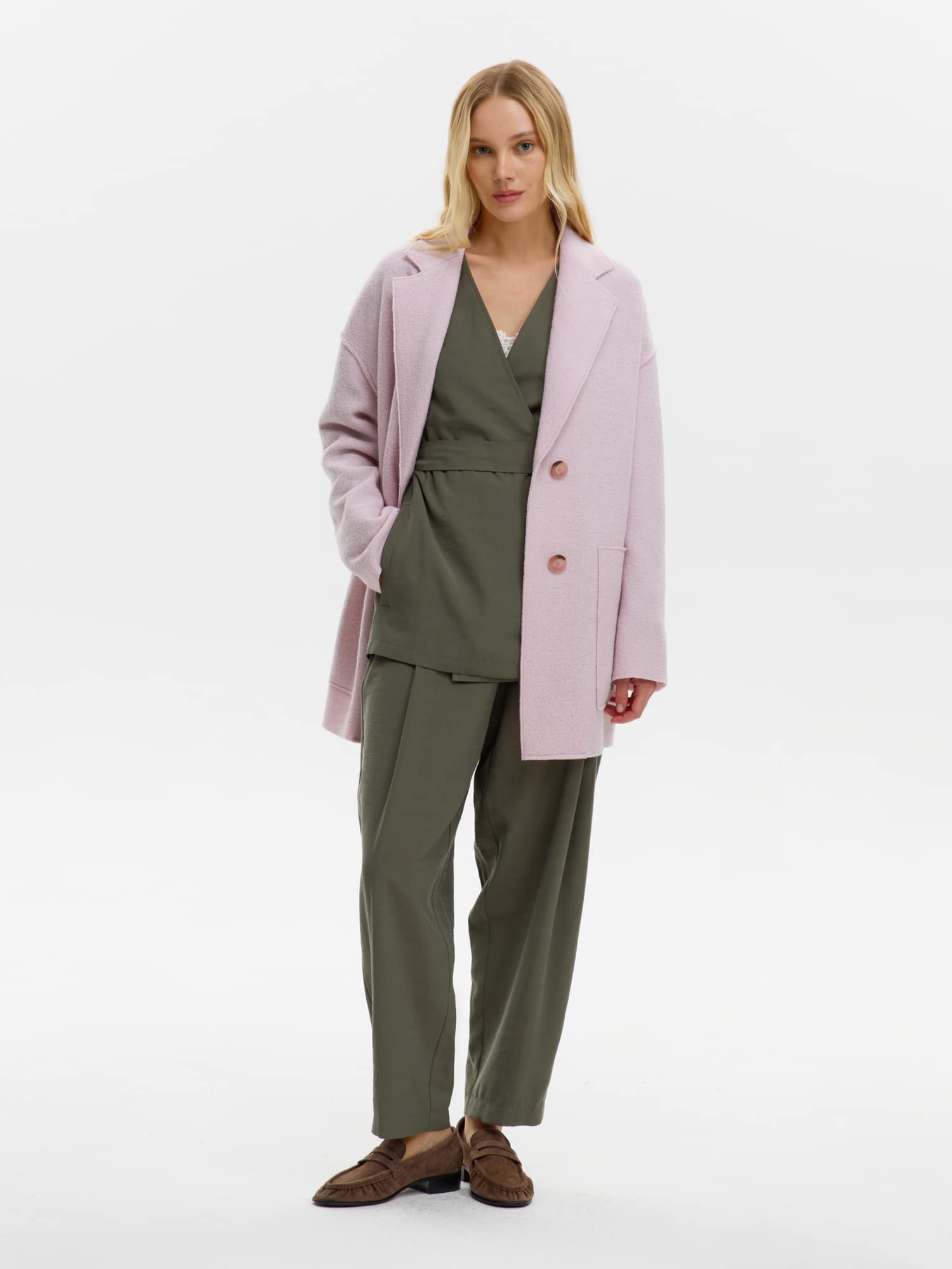 Пальто КМ1341 V пудра