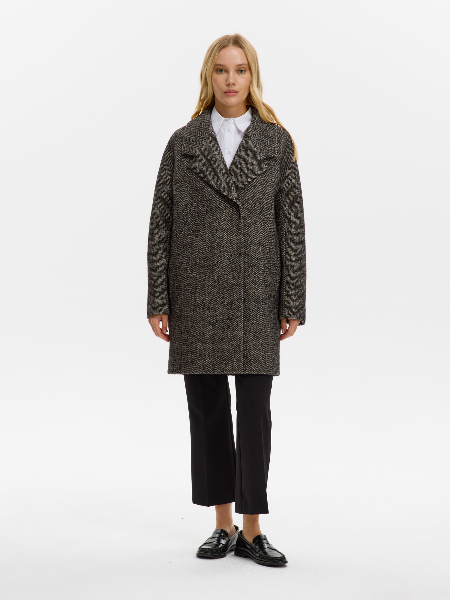 Пальто КМ 664 BR коричневая елка