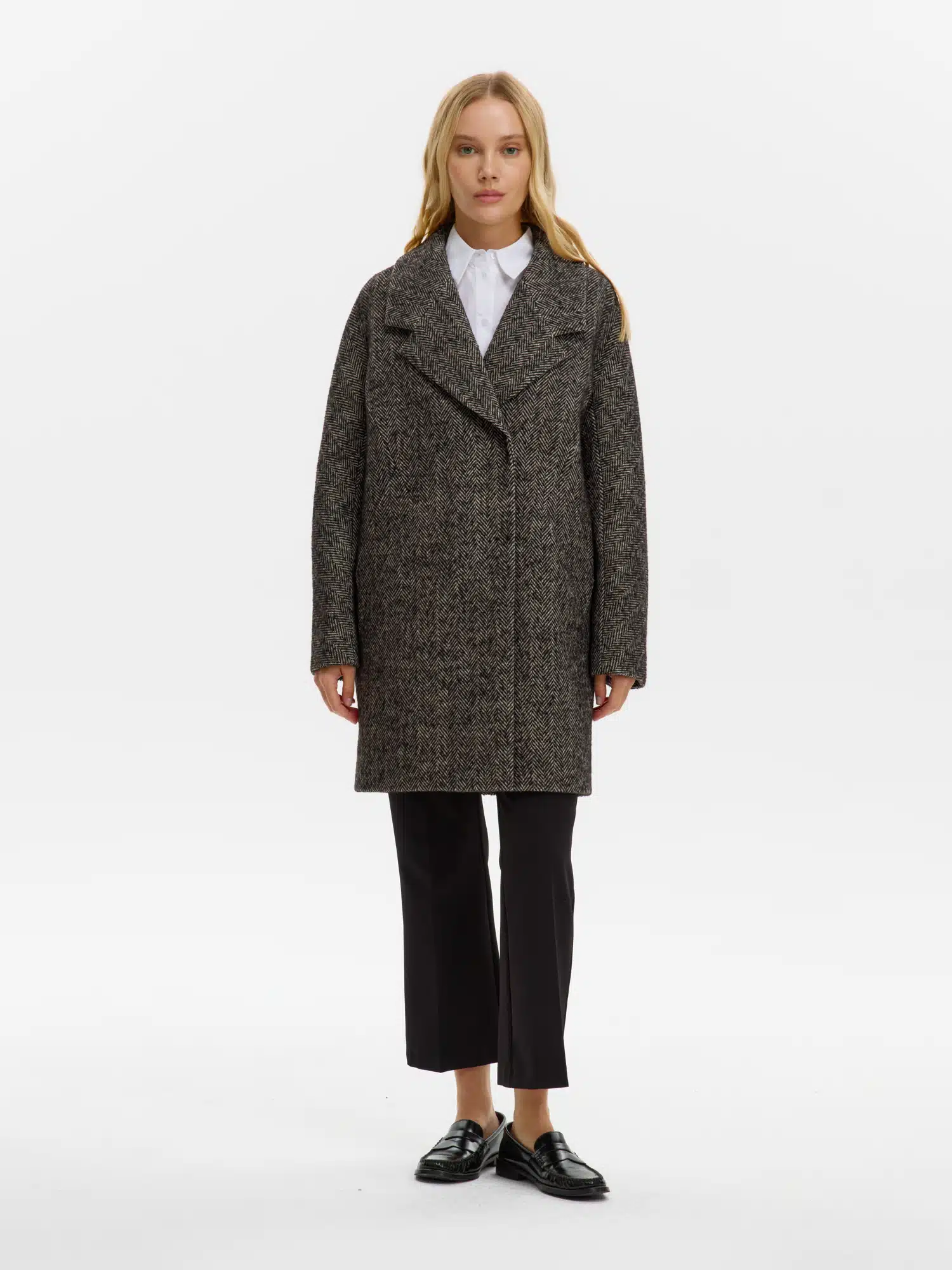 Пальто КМ 664 BR коричневая елка