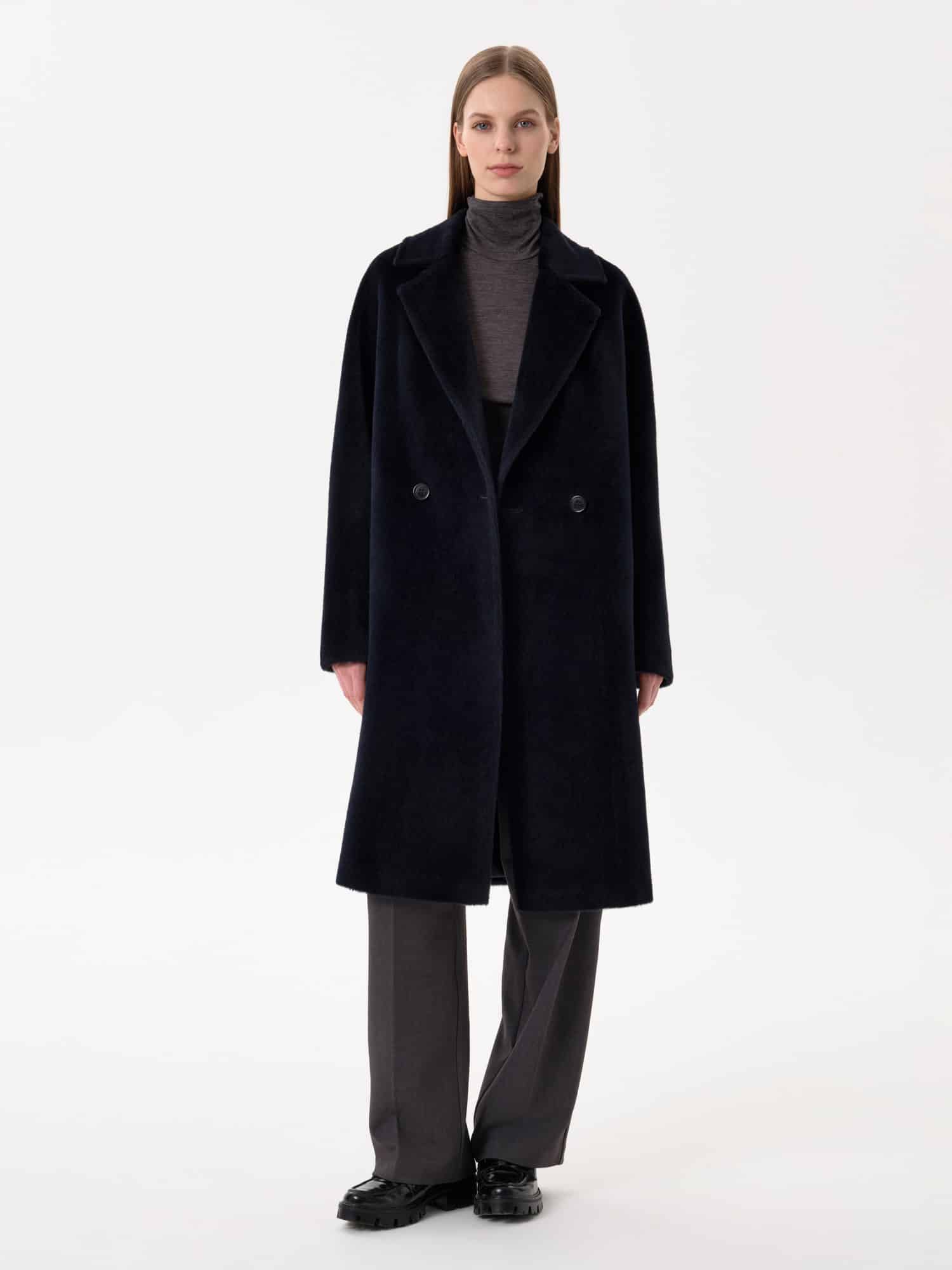 Пальто С 581 LK черно-синий